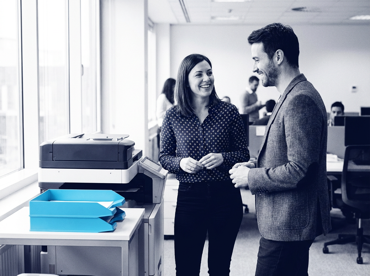 to personer ved printer